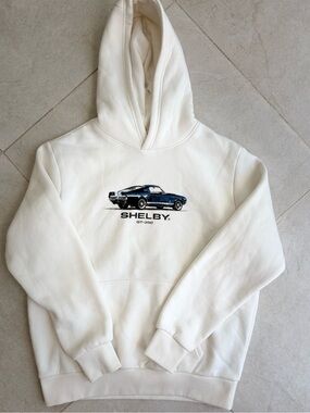 Shelby White Hoodie with Blue GT-350 Graphic